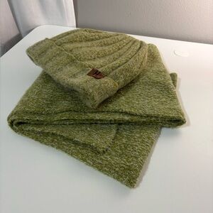 Green Knit Beanie and Scarf Set